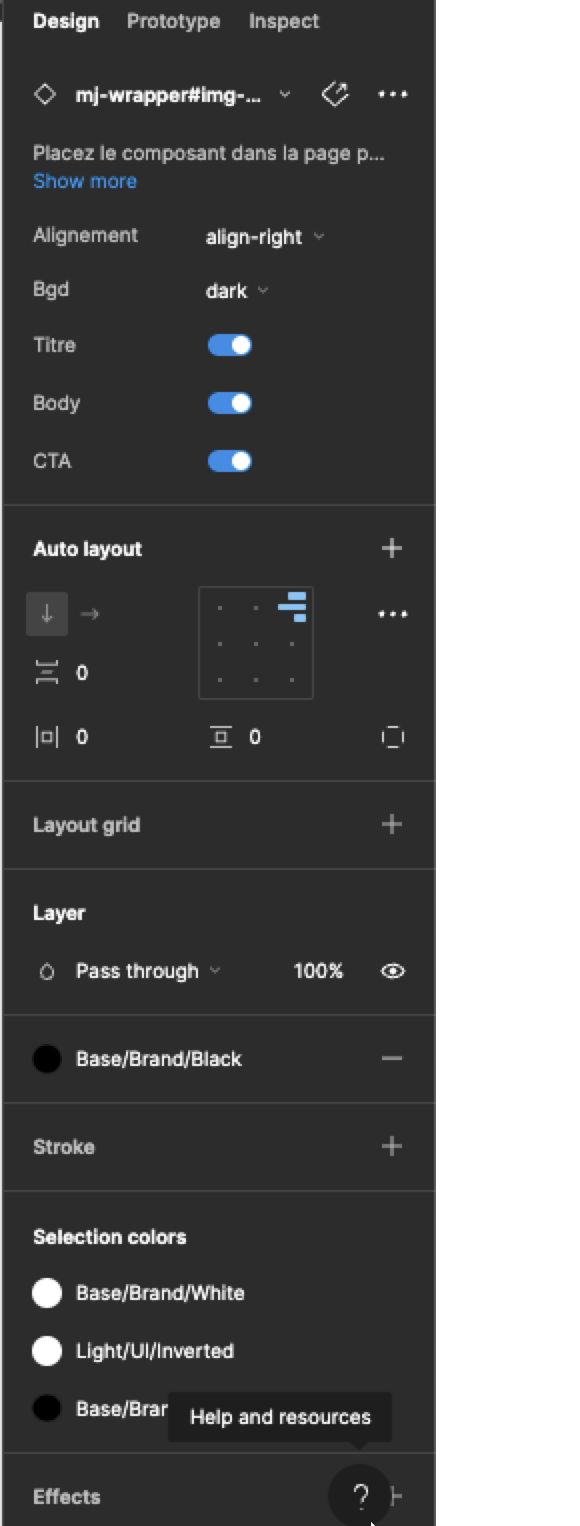 Panneau des propriétés